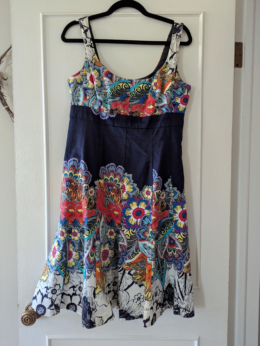 Nine West Navy And Abstract Floral Semi Formal Dress Women's Size 8